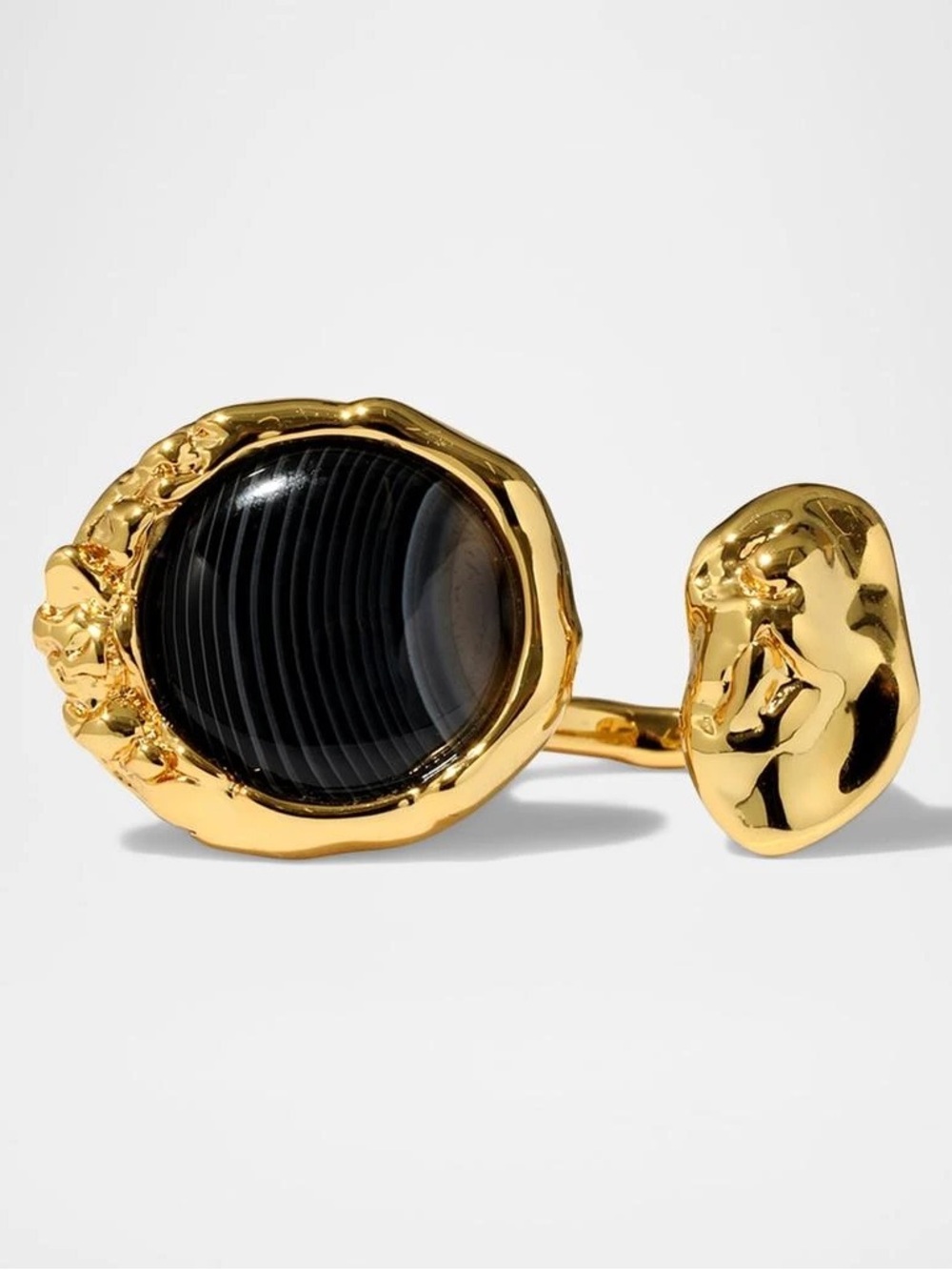 Alexis Bittar Brut Banded Agate Coin Open Statement Ring